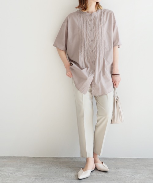 reca（レカ）の「フロントピンタックバンドカラーシャツ（シャツ/ブラウス・レディース・パープル系その他/パープル系その他2/ブルー系その他/オフホワイト・M）」の7枚目の写真