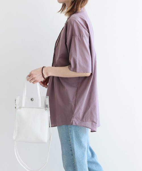 reca（レカ）の「フロントピンタックバンドカラーシャツ（シャツ/ブラウス・レディース・パープル系その他/パープル系その他2/ブルー系その他/オフホワイト・M）」の9枚目の写真