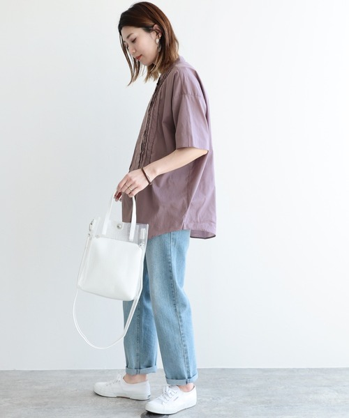 reca（レカ）の「フロントピンタックバンドカラーシャツ（シャツ/ブラウス・レディース・パープル系その他/パープル系その他2/ブルー系その他/オフホワイト・M）」の11枚目の写真