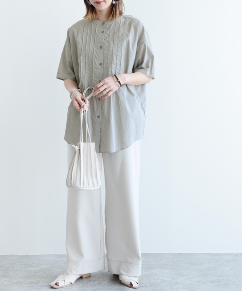 reca（レカ）の「フロントピンタックバンドカラーシャツ（シャツ/ブラウス・レディース・パープル系その他/パープル系その他2/ブルー系その他/オフホワイト・M）」の19枚目の写真