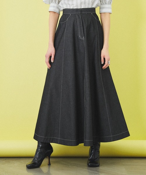 INella（イネラ）の「【INella(イネラ)】ライトロングフレアースカート（スカート・レディース・ブラック/ピンク/グリーン・1/2）」の4枚目の写真