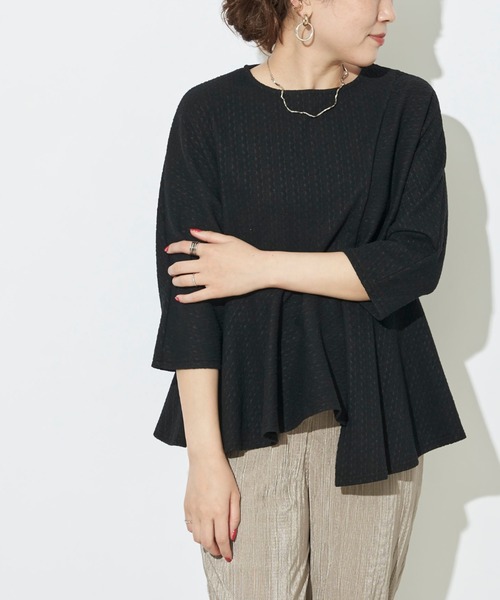 prose verse(プロズヴェール)の「アシメケーブルふくれジャガードプルオーバー(Tシャツ/カットソー・レディース・ブラック/ライトベージュ・フリ-)」の14枚目の写真