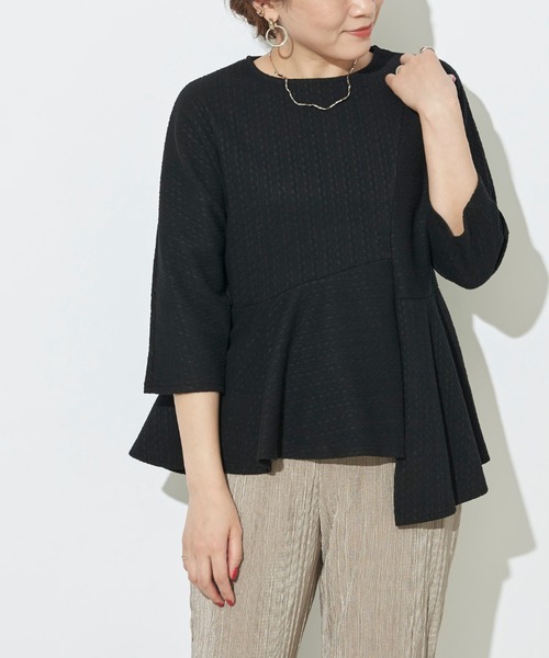 prose verse(プロズヴェール)の「アシメケーブルふくれジャガードプルオーバー(Tシャツ/カットソー・レディース・ブラック/ライトベージュ・フリ-)」の9枚目の写真