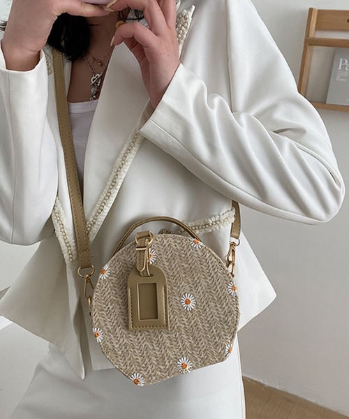 爆安セール 花柄刺繍ストロー素材ショルダーバッグ メーカー包装済 Www Akronautoauction Com