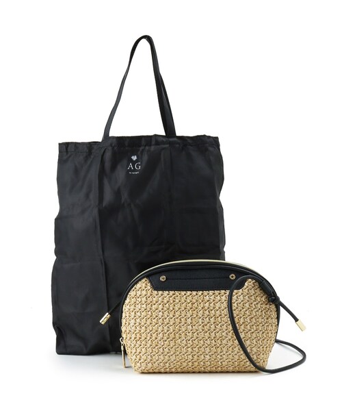 AG by aquagirl（エージーバイアクアガール）の「◆PPシェル型ミニショルダー（ショルダーバッグ・レディース・ブラック/オフホワイト/キャメル・00）」の19枚目の写真