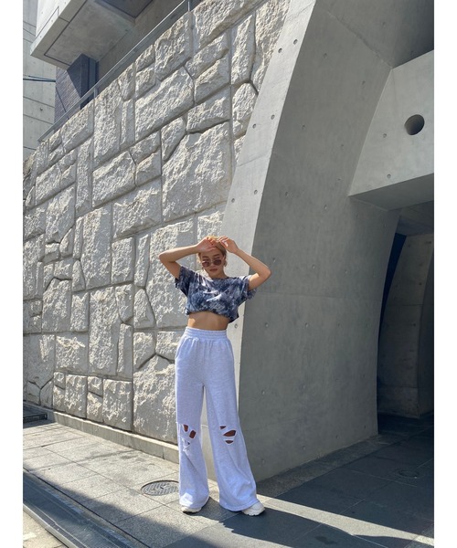 EGOIST（エゴイスト）の「ダメージスウェットワイドＰＴ（スウェットパンツ・レディース・ライトグレー/ブラック/パープル・FREE）」の16枚目の写真