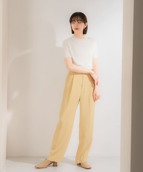 KBF(ケイビーエフ)の「illi ハイゲージ半袖ニット(ニット/セーター・レディース・ライトカーキ/ブラック/オフホワイト/イエロー・ONE)」の13枚目の写真