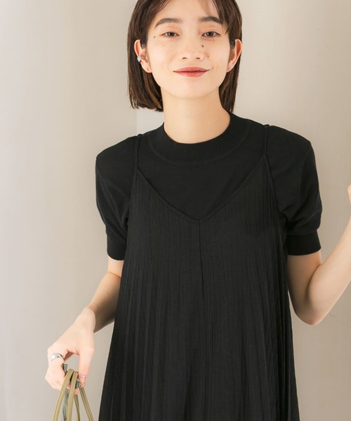 KBF(ケイビーエフ)の「illi ハイゲージ半袖ニット(ニット/セーター・レディース・ライトカーキ/ブラック/オフホワイト/イエロー・ONE)」の6枚目の写真