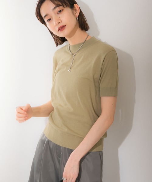 KBF(ケイビーエフ)の「illi ハイゲージ半袖ニット(ニット/セーター・レディース・ライトカーキ/ブラック/オフホワイト/イエロー・ONE)」の15枚目の写真