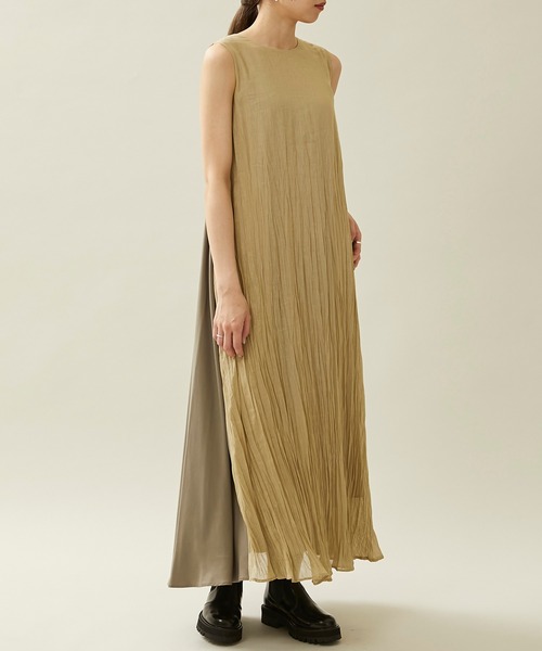 city（シティ）の「【CITY】リネンワッシャープリーツワンピース（ワンピース・レディース・ベージュ/ブラック・2/1）」の9枚目の写真