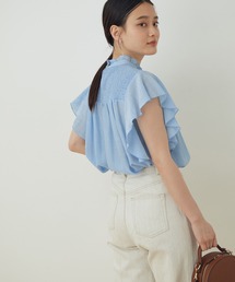 【WEB限定】シアーフリルスリーブシャーリングシャツ