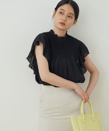 【WEB限定】シアーフリルスリーブシャーリングシャツ