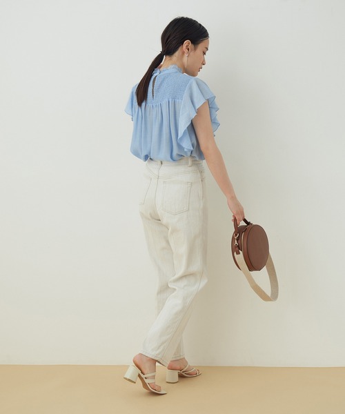 ADAM ET ROPE'（アダムエロペ）の「【WEB限定】シアーフリルスリーブシャーリングシャツ（シャツ/ブラウス・レディース・ブラック/ホワイト/サックスブルー・FREE）」の7枚目の写真