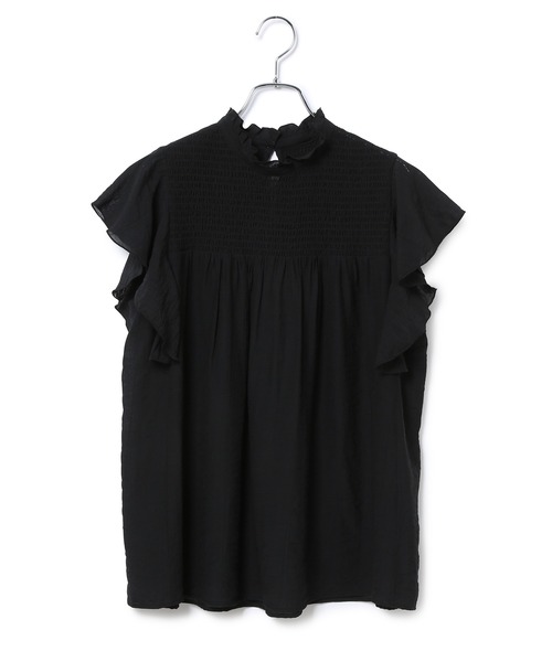 ADAM ET ROPE'（アダムエロペ）の「【WEB限定】シアーフリルスリーブシャーリングシャツ（シャツ/ブラウス・レディース・ブラック/ホワイト/サックスブルー・FREE）」の8枚目の写真