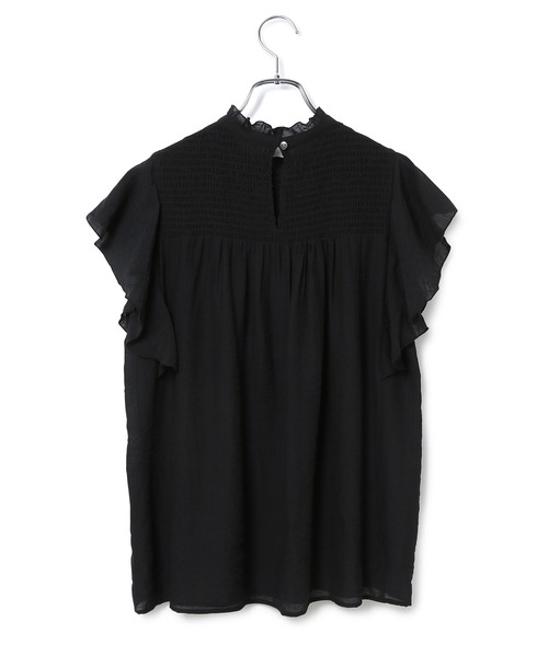 ADAM ET ROPE'（アダムエロペ）の「【WEB限定】シアーフリルスリーブシャーリングシャツ（シャツ/ブラウス・レディース・ブラック/ホワイト/サックスブルー・FREE）」の9枚目の写真