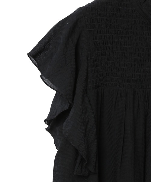 ADAM ET ROPE'（アダムエロペ）の「【WEB限定】シアーフリルスリーブシャーリングシャツ（シャツ/ブラウス・レディース・ブラック/ホワイト/サックスブルー・FREE）」の12枚目の写真