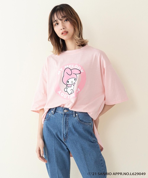 sanrio（サンリオ）の「【サンリオキャラクターズ】ラウンドヘムオーバーサイズＴシャツ（Tシャツ/カットソー・レディース・ブラック/オフホワイト/ピンク/イエロー・FREE）」の4枚目の写真