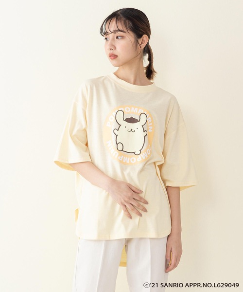 sanrio（サンリオ）の「【サンリオキャラクターズ】ラウンドヘムオーバーサイズＴシャツ（Tシャツ/カットソー・レディース・ブラック/オフホワイト/ピンク/イエロー・FREE）」の3枚目の写真