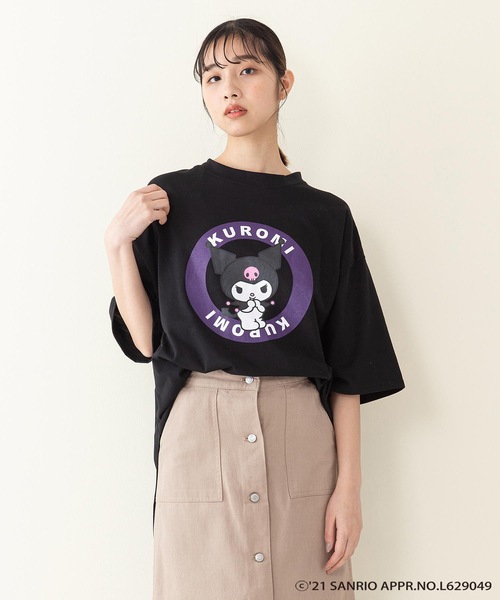 sanrio（サンリオ）の「【サンリオキャラクターズ】ラウンドヘムオーバーサイズＴシャツ（Tシャツ/カットソー・レディース・ブラック/オフホワイト/ピンク/イエロー・FREE）」の2枚目の写真
