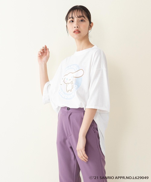sanrio（サンリオ）の「【サンリオキャラクターズ】ラウンドヘムオーバーサイズＴシャツ（Tシャツ/カットソー・レディース・ブラック/オフホワイト/ピンク/イエロー・FREE）」の8枚目の写真