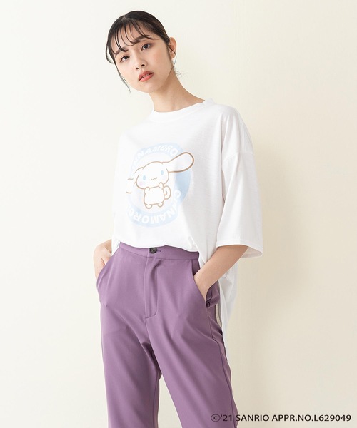 sanrio（サンリオ）の「【サンリオキャラクターズ】ラウンドヘムオーバーサイズＴシャツ（Tシャツ/カットソー・レディース・ブラック/オフホワイト/ピンク/イエロー・FREE）」の9枚目の写真