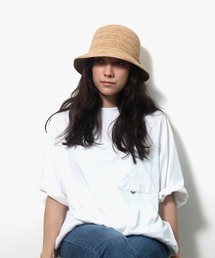 ラフィアコマ編みバケットハット