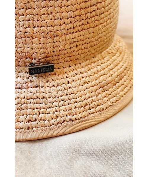 MANIERA（マニエラ）の「ラフィアコマ編みバケットハット（ハット・レディース・ベージュ/ネイビー・FREE）」の9枚目の写真
