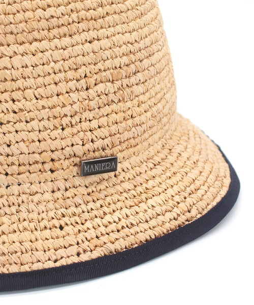 MANIERA（マニエラ）の「ラフィアコマ編みバケットハット（ハット・レディース・ベージュ/ネイビー・FREE）」の18枚目の写真