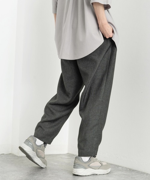 Rocky Monroe（ロッキーモンロー）の「テックリネン テーパード イージーアンクルシェフパンツ 速乾 しわ防止 洗濯可能（スラックス・メンズ・ブラック/ベージュ・L/XL/M）」の4枚目の写真