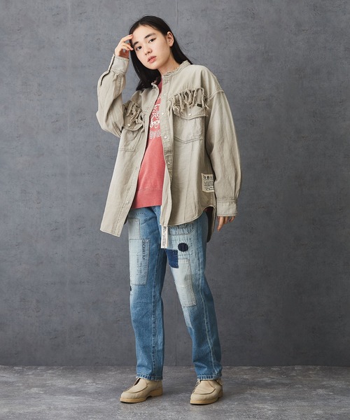 TOBILA(トビラ)の「12ozデニム リメイク風 パンツ(デニムパンツ・レディース・インディゴブルー/ライトブルー・S/M)」の10枚目の写真