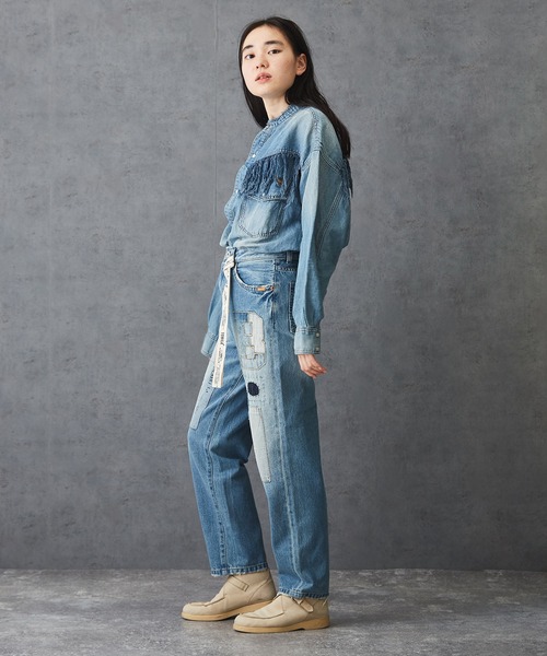 TOBILA(トビラ)の「12ozデニム リメイク風 パンツ(デニムパンツ・レディース・インディゴブルー/ライトブルー・S/M)」の12枚目の写真