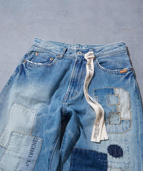 TOBILA(トビラ)の「12ozデニム リメイク風 パンツ(デニムパンツ・レディース・インディゴブルー/ライトブルー・S/M)」の15枚目の写真