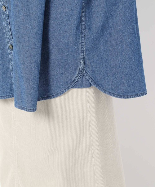 未使用タグ付き　バビロン　フレアノーカラーデニムシャツ　Mサイズ BABYLONE（バビロン）の「BABYLONE / バンドカラーデニムシャツ