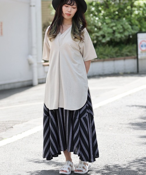 ARCANUM DESIGN（アルカナムデザイン）の「ARL ストライプワイドフレアースカート（スカート・レディース・ホワイト/ブラック・FREE）」の16枚目の写真