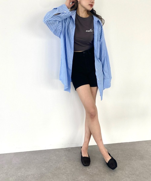 emutto（エミュット）の「【オリジナル】emuttoﾛｺﾞ ﾁﾋﾞTｼｬﾂ（Tシャツ/カットソー・レディース・ホワイト/チャコールグレー・FREE）」の7枚目の写真