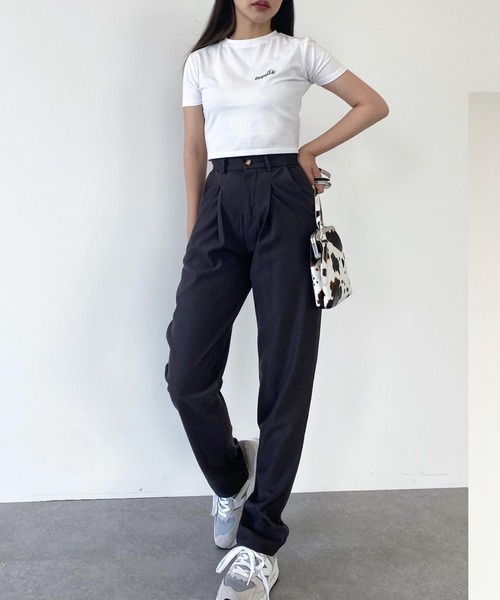 emutto（エミュット）の「【オリジナル】emuttoﾛｺﾞ ﾁﾋﾞTｼｬﾂ（Tシャツ/カットソー・レディース・ホワイト/チャコールグレー・FREE）」の9枚目の写真