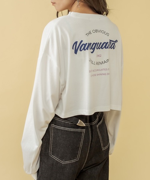 RASVOA(ラスボア)の「VanguardクロップドロンT(Tシャツ/カットソー・レディース・ブラック/オフホワイト/ブルー・FREE)」の2枚目の写真