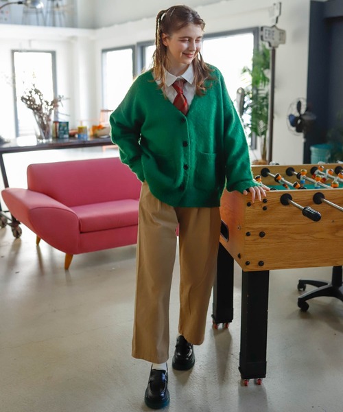 Birthday room（バースデイルーム）の「Vネックオーバーサイズ/モヘアライクニットカーディガン（カーディガン/ボレロ・レディース・オレンジ/ブルー/グリーン/ナチュラル/ライトグリーン/ブラウン/チャコールグレー・FREE）」の18枚目の写真