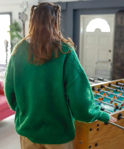 Birthday room（バースデイルーム）の「Vネックオーバーサイズ/モヘアライクニットカーディガン（カーディガン/ボレロ・レディース・オレンジ/ブルー/グリーン/ナチュラル/ライトグリーン/ブラウン/チャコールグレー・FREE）」の21枚目の写真