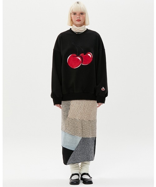 KIRSH（キルシー）の「A'GEM/9 × .kom『KIRSH/キルシー』BIG CHERRY SWEATSHIRT/ビッグチェリースウェットシャツ（スウェット・レディース・ブラック/グレー/ブルー・FREE）」の15枚目の写真