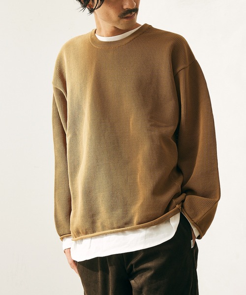 JOURNAL STANDARD relume（ジャーナルスタンダード　レリューム）の「【ニット+カットソーの2点SET】リサイクルポリエステル メッシュニット（ニット/セーター・メンズ・ブラック/ベージュ/パープル/グレー/グリーン/ピンク/レッド/ライトグレー・MEDIUM/LARGE）」の4枚目の写真