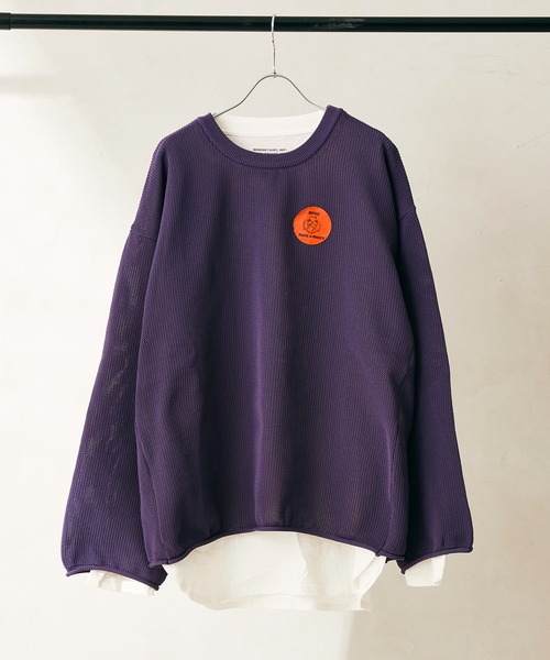 JOURNAL STANDARD relume（ジャーナルスタンダード　レリューム）の「【ニット+カットソーの2点SET】リサイクルポリエステル メッシュニット（ニット/セーター・メンズ・ブラック/ベージュ/パープル/グレー/グリーン/ピンク/レッド/ライトグレー・MEDIUM/LARGE）」の6枚目の写真