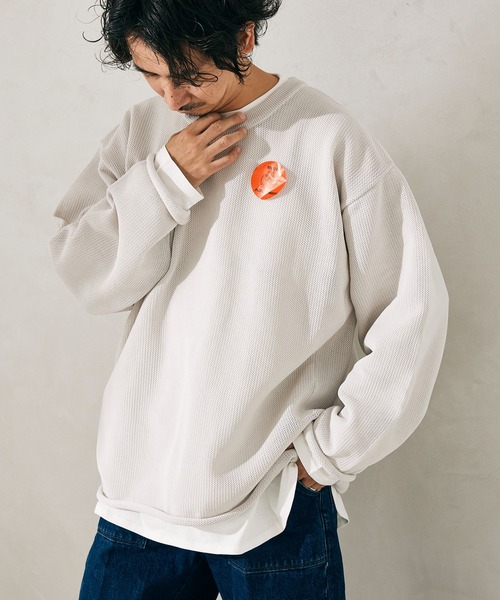 JOURNAL STANDARD relume（ジャーナルスタンダード　レリューム）の「【ニット+カットソーの2点SET】リサイクルポリエステル メッシュニット（ニット/セーター・メンズ・ブラック/ベージュ/パープル/グレー/グリーン/ピンク/レッド/ライトグレー・MEDIUM/LARGE）」の3枚目の写真