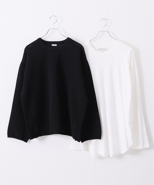 JOURNAL STANDARD relume（ジャーナルスタンダード　レリューム）の「【ニット+カットソーの2点SET】リサイクルポリエステル メッシュニット（ニット/セーター・メンズ・ブラック/ベージュ/パープル/グレー/グリーン/ピンク/レッド/ライトグレー・MEDIUM/LARGE）」の17枚目の写真