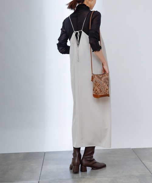 COLONY 2139（コロニートゥーワンスリーナイン）の「マットサテンキャミワンピース（ワンピース・レディース・チャコールグレー/ベージュ/グリーン・FREE）」の7枚目の写真