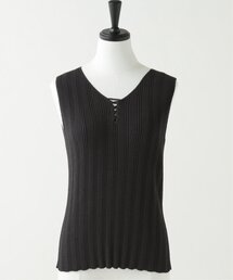 フロントレースアップニットタンク