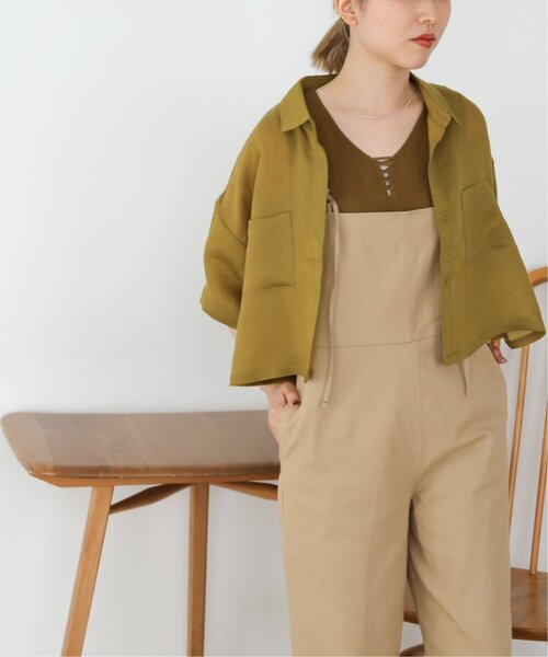 RAY CASSIN(レイカズン)の「フロントレースアップニットタンク(ニット/セーター・レディース・キャメル/スミクロ/キナリ・FREE)」の5枚目の写真