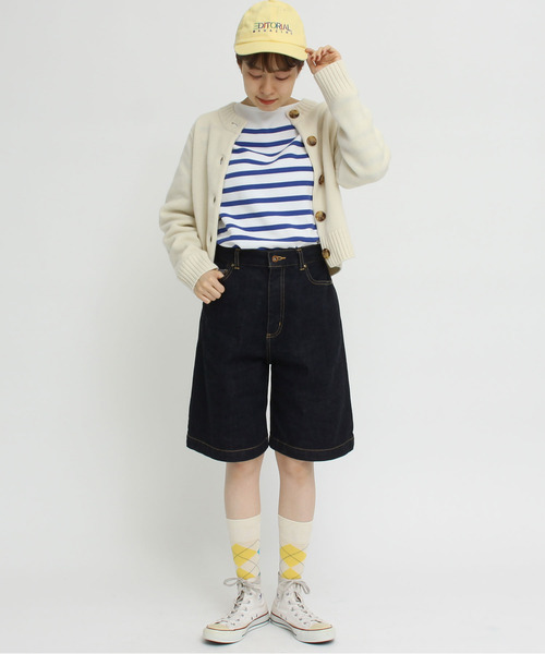 My Fav. CHILD WOMAN（マイファブチャイルドウーマン）の「11.36OZムラ糸デニム キュロットパンツ（デニムパンツ・レディース・ネイビー・36/38）」の4枚目の写真