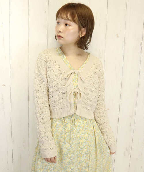 Clice de Paris（クリシェドゥパリス）の「K/フロントリボンカーディガン（カーディガン/ボレロ・レディース・アイボリー/ブラック/ピンク・ONESIZE）」の9枚目の写真