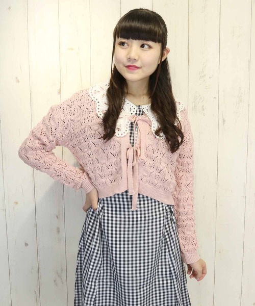 Clice de Paris（クリシェドゥパリス）の「K/フロントリボンカーディガン（カーディガン/ボレロ・レディース・アイボリー/ブラック/ピンク・ONESIZE）」の5枚目の写真